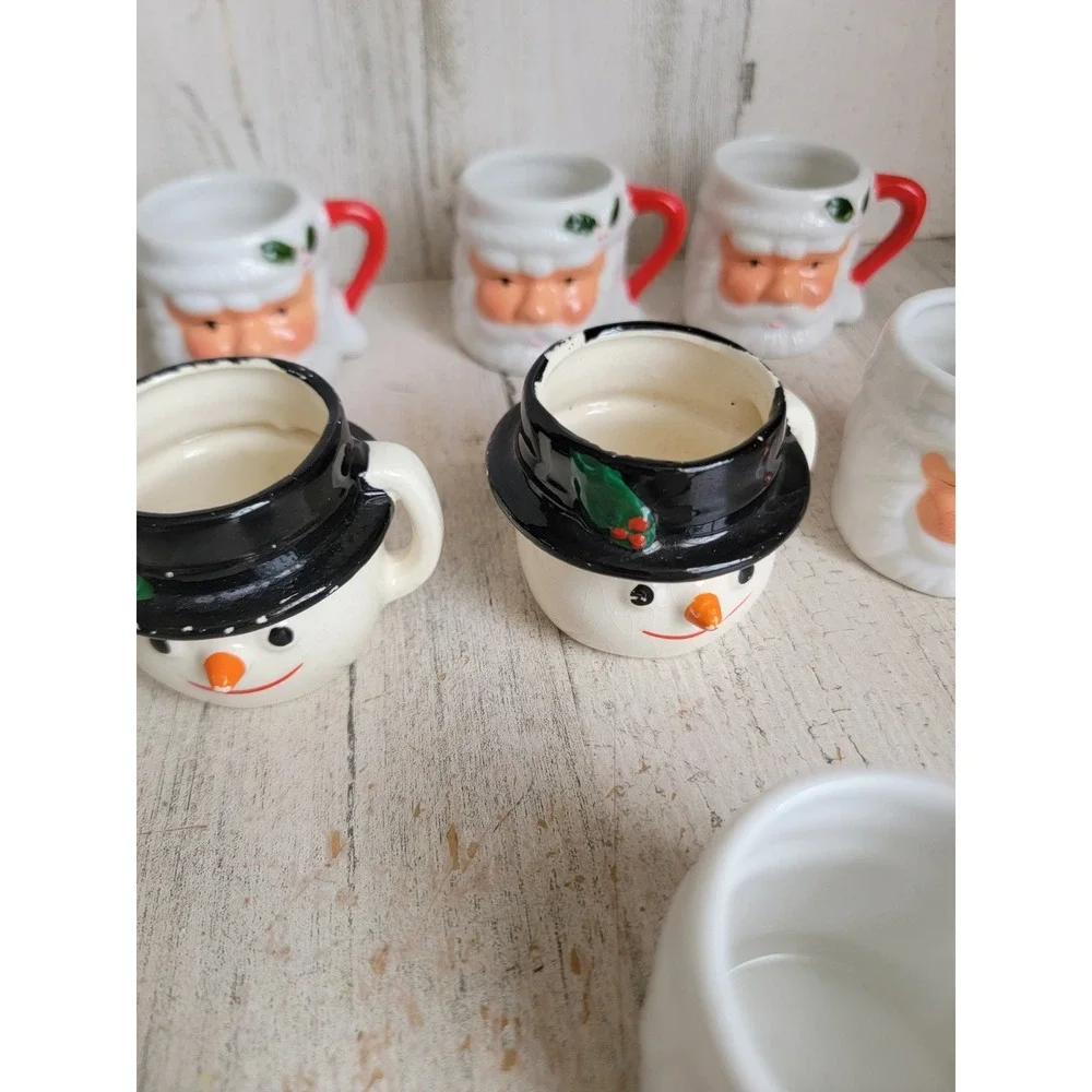 Ceramic Santa Claus mini mug cup snowman Xmas set home kitchen